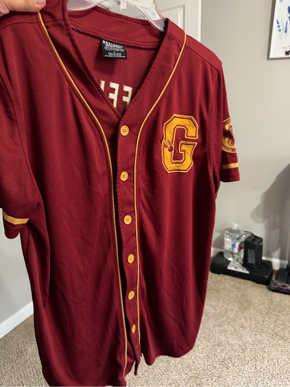 Maroon and Gold Button-Up Jersey with G Patch